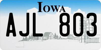 IA license plate AJL803