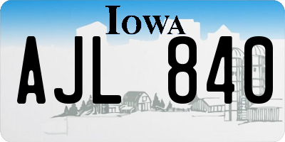IA license plate AJL840