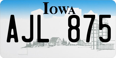IA license plate AJL875