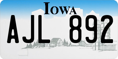 IA license plate AJL892