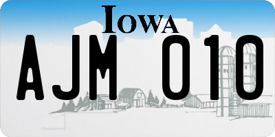 IA license plate AJM010