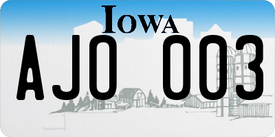 IA license plate AJO003