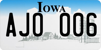 IA license plate AJO006