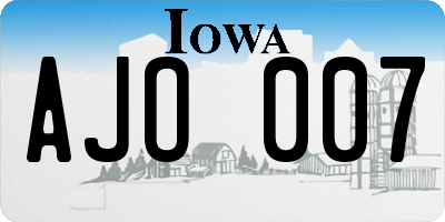IA license plate AJO007