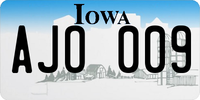 IA license plate AJO009