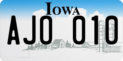 IA license plate AJO010