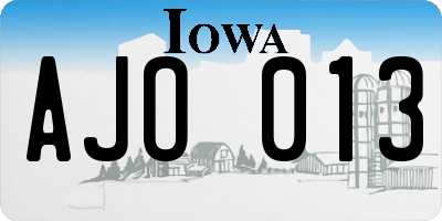 IA license plate AJO013