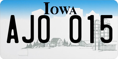 IA license plate AJO015