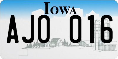 IA license plate AJO016