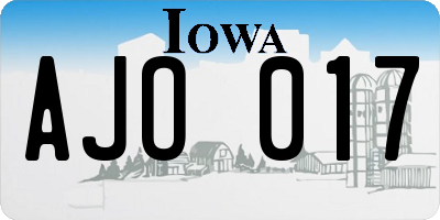 IA license plate AJO017