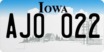 IA license plate AJO022