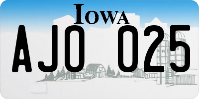 IA license plate AJO025