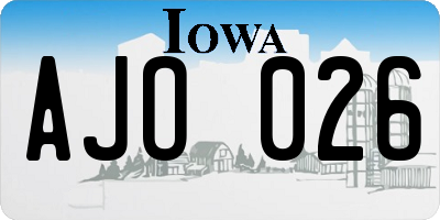 IA license plate AJO026