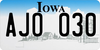 IA license plate AJO030