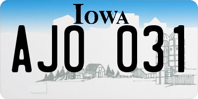 IA license plate AJO031