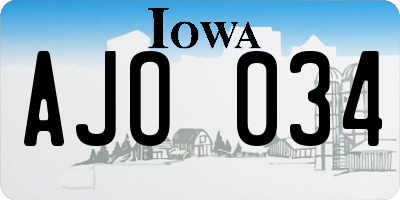 IA license plate AJO034