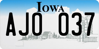 IA license plate AJO037