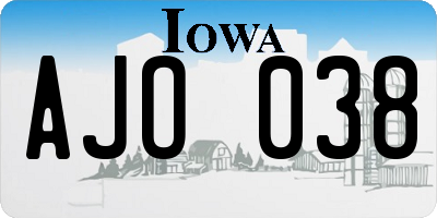 IA license plate AJO038