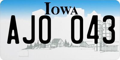 IA license plate AJO043
