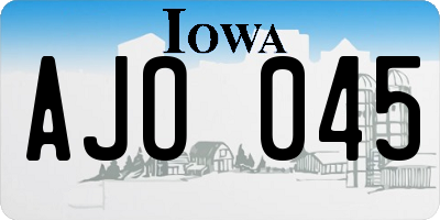 IA license plate AJO045