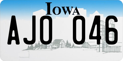 IA license plate AJO046