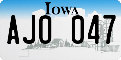 IA license plate AJO047