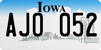 IA license plate AJO052