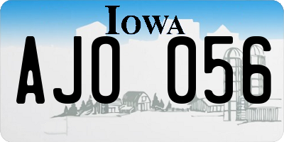 IA license plate AJO056