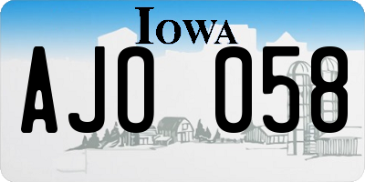 IA license plate AJO058