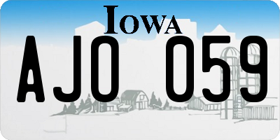 IA license plate AJO059
