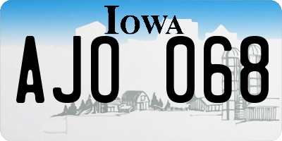 IA license plate AJO068