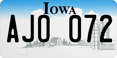 IA license plate AJO072
