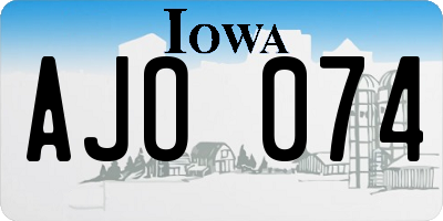 IA license plate AJO074