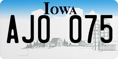 IA license plate AJO075