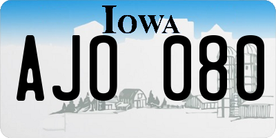 IA license plate AJO080