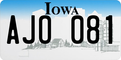 IA license plate AJO081