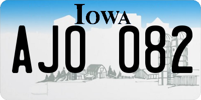 IA license plate AJO082