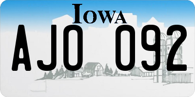 IA license plate AJO092