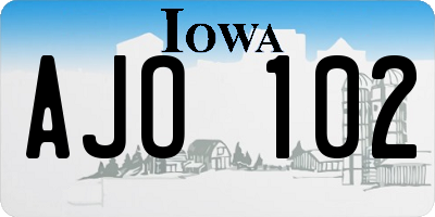 IA license plate AJO102