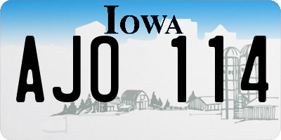 IA license plate AJO114