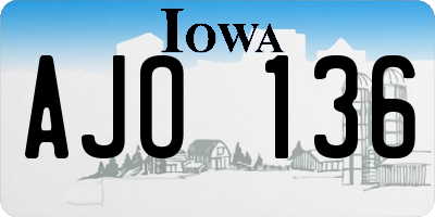 IA license plate AJO136
