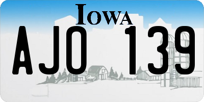 IA license plate AJO139