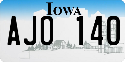 IA license plate AJO140