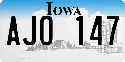 IA license plate AJO147