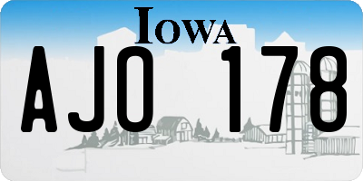 IA license plate AJO178