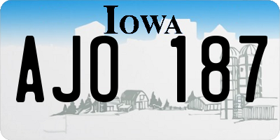 IA license plate AJO187