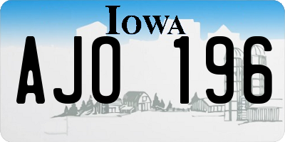 IA license plate AJO196