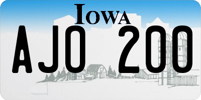 IA license plate AJO200