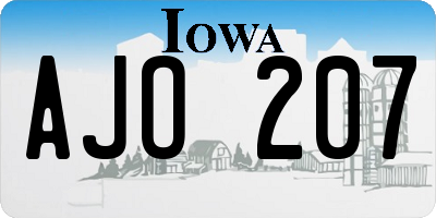 IA license plate AJO207