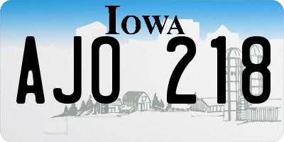 IA license plate AJO218